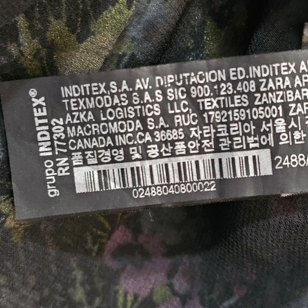 ZARA Black Flora Print long Sleeve Baby Doll Mini Dress Size Small Cottagecore - Picture 7 of 13